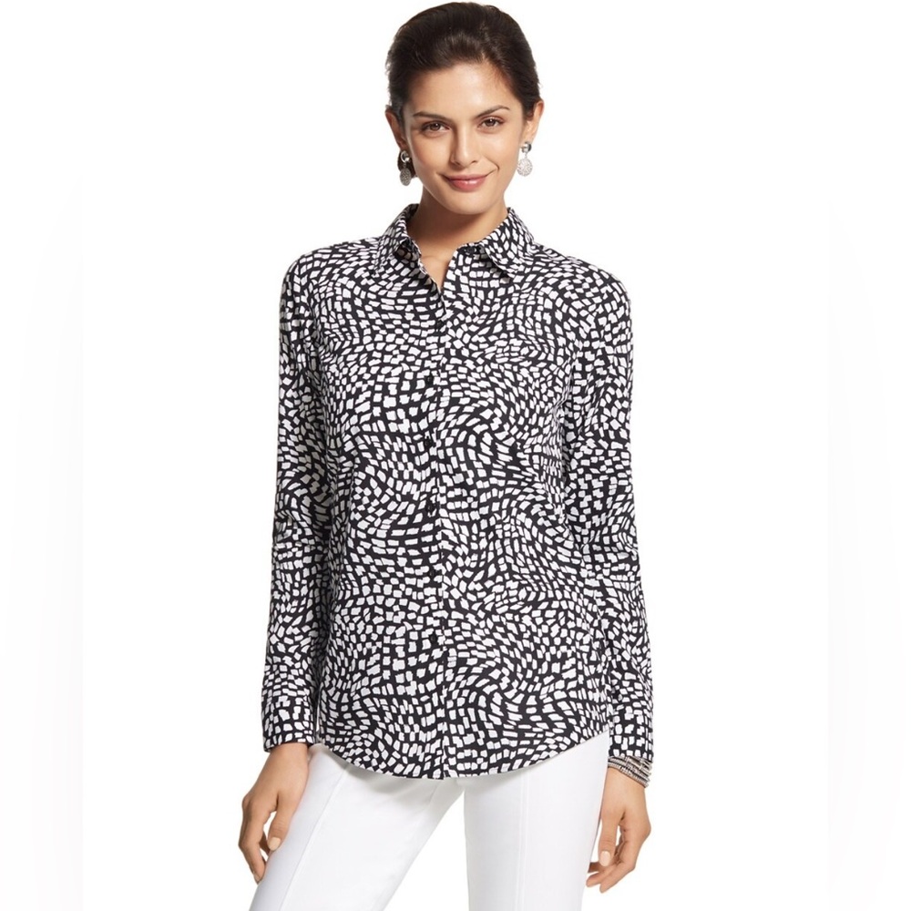 Chico’s Geo Print Giana Shirt Excellent Condition